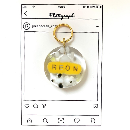 わんちゃん ネコちゃん ペット ネームプレート 名入れ レジンチャーム