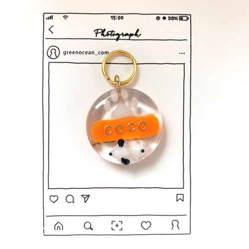 わんちゃん ネコちゃん ペット ネームプレート 名入れ レジンチャーム