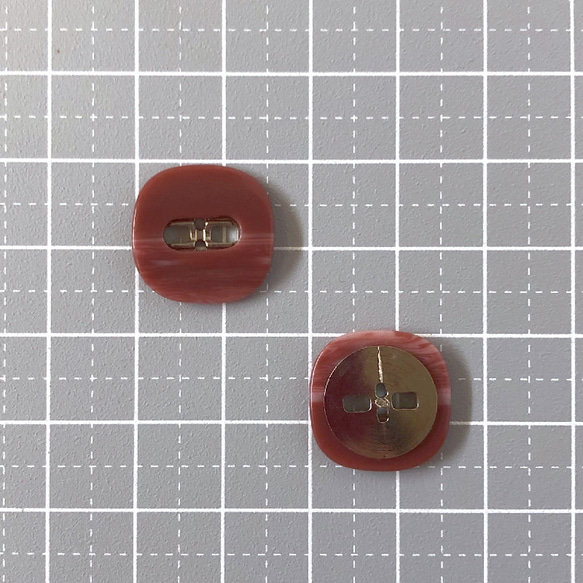 レトロ スクエア ボタン ピンク 16mm 6個セット at-210 3枚目の画像