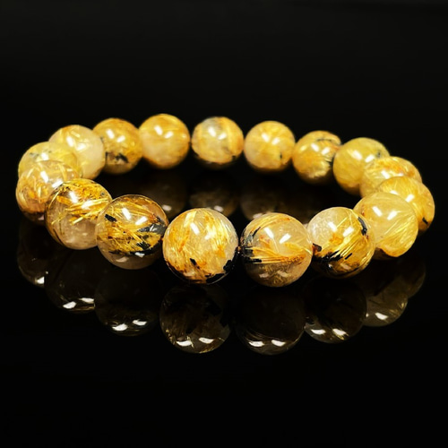 12ミリ お勧め 現品一点物 太陽放射ルチルブレスレット 勾玉 濃密