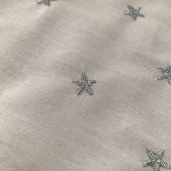 キナリ地に銀糸の星柄刺繍 カシオペヤ コットン半衿 ハンドメイド半襟 5枚目の画像