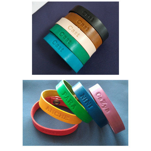 名入れ』レザーブレスレット 文字入れ刻印、色指定無料☆ ブレスレット