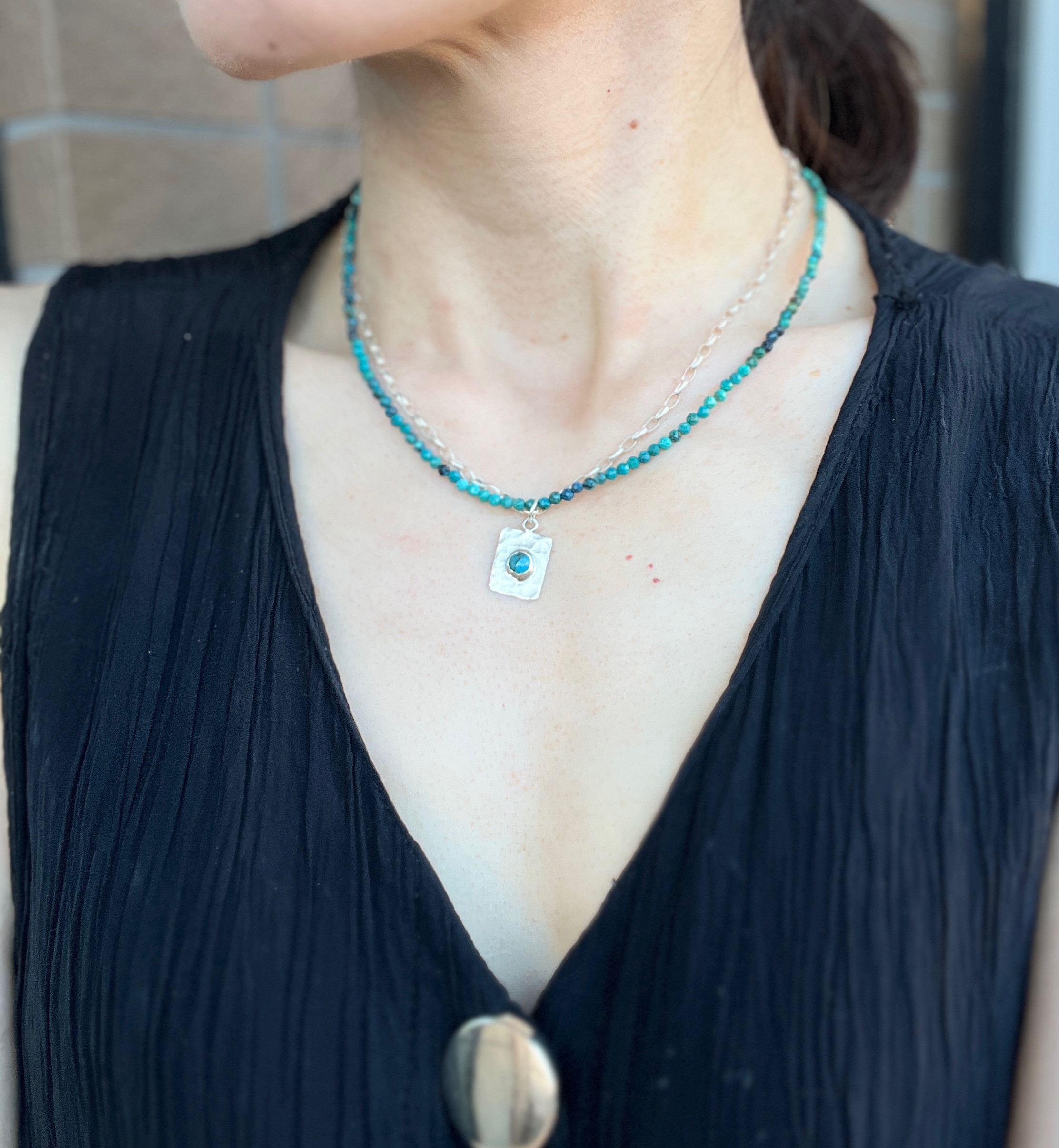 クリソコラの2連ネックレスwithターコイズチャーム　SV925