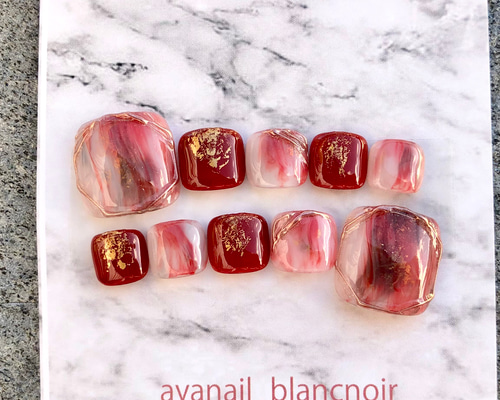 サイズオーダー 4603 レッド ブラウン 赤 ネイルチップ ペディキュア