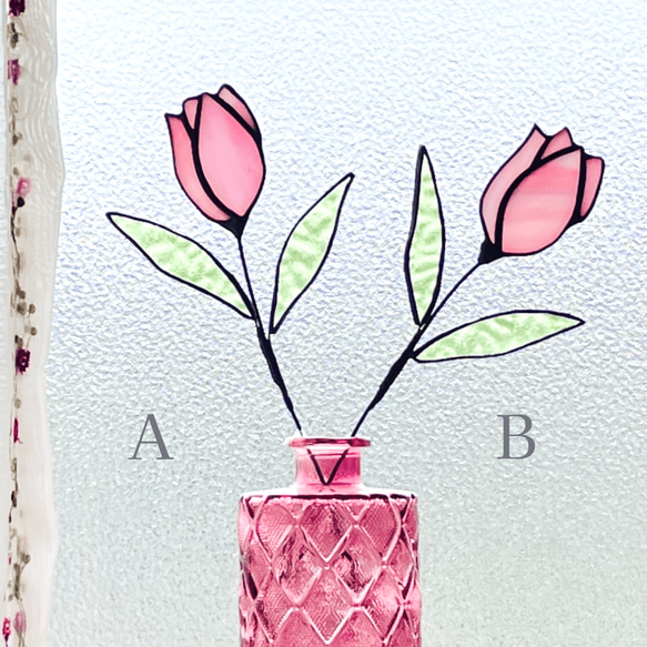 ピンクのチューリップ♦︎ステンドグラス