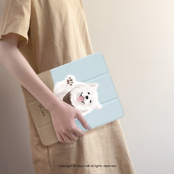 iPad case 12.9/Air5/iPad 9/mini 6系列Smart cover皮革平板保護 笑臉天使薩摩耶 第8張的照片