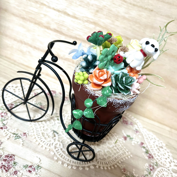 そのまま飾れる〜多肉植物寄せ植え(ハンドメイド)樹脂粘土レジン 多肉  