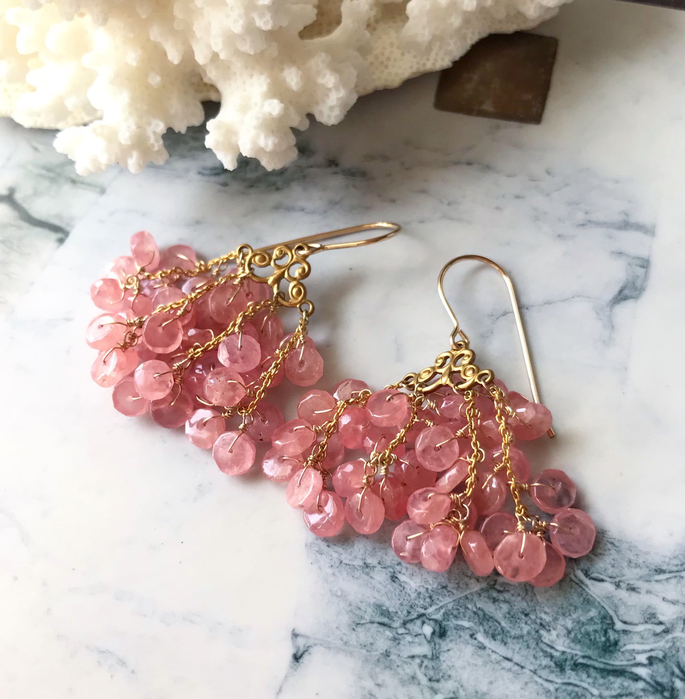 【K14gfと真鍮】tailピアス［インカローズ］(イヤリング)