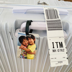 LINEで簡単【名入れ 写真入り スーツケースタグ】旅行 旅行用品  出張 飛行機 手荷物 手荷物受取所  家族旅行 2枚目の画像