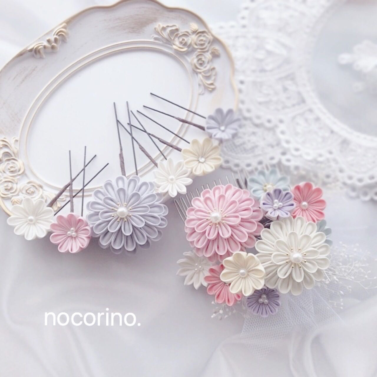 つまみ細工　髪飾り　成人式　七五三　白無垢　ウエディング　卒業式