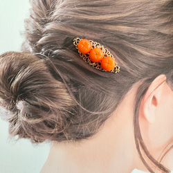 ミカン オレンジ オレンジ  髪留め ヘアクリップ ポニーフック フェイクフード ミニチュアフード スイーツデコ 3枚目の画像