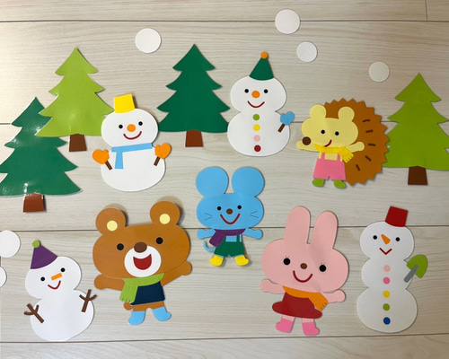 壁面 冬 12月 「あったかいマフラー作り♡」 お 月 見 壁面 保育