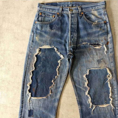 W32表記 リペアカスタム usa製 リーバイス 501 リメイクデニム