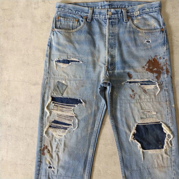 W36表記 リペアカスタム usa製 リーバイス 501 リメイクデニム