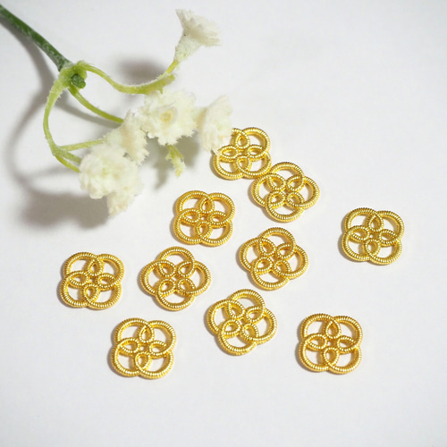 10個 透かしパーツ 10mm ゴールド デザインチャーム つなぎチャーム  