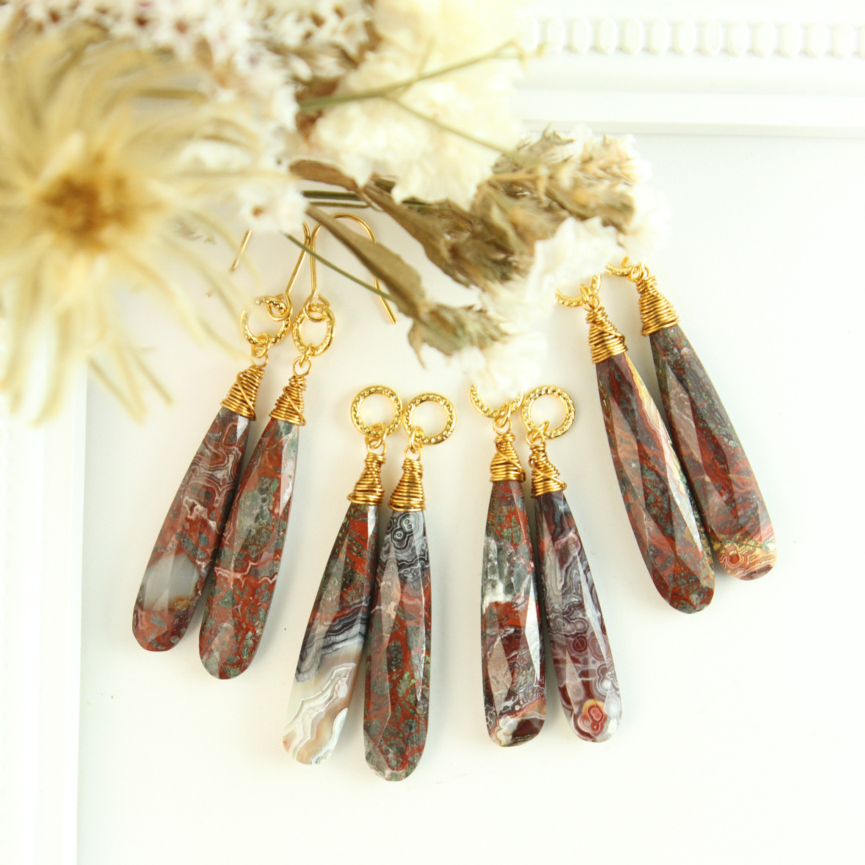 ✿世界に１つの模様✿【クレイジーレースアゲート】耳飾り