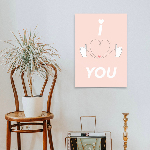 グラフィック・アートポスター i love you/ハート 愛 運命 結婚 お祝い ウェディング ピンク ポップイラスト 4枚目の画像