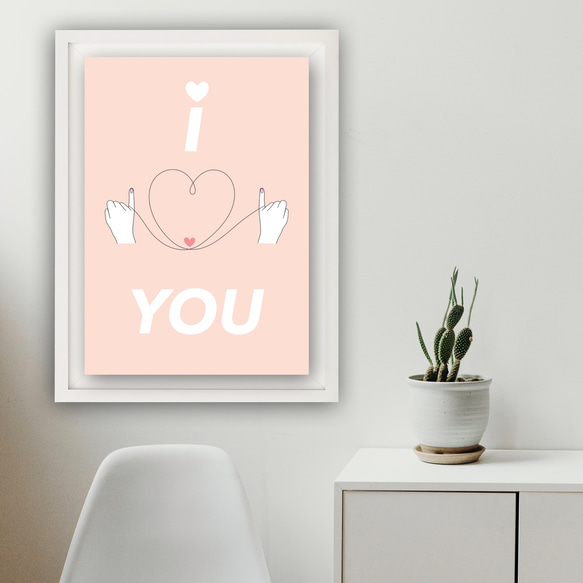 グラフィック・アートポスター i love you/ハート 愛 運命 結婚 お祝い ウェディング ピンク ポップイラスト 1枚目の画像
