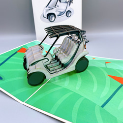 ゴルフ大好きな人へ！ポップアップカード　ゴルフカート２ 3枚目の画像