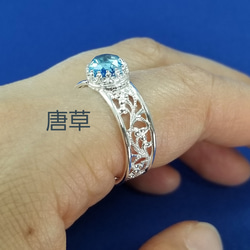 ≪受注生産≫大きめ天然石の透かしリング　ブルートパーズ、ロードライトガーネット、イエローベリル 9枚目の画像