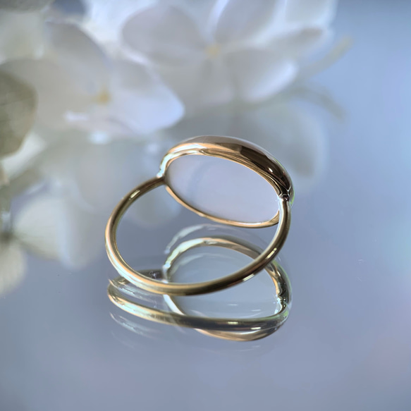 【受注制作】大粒　ホワイトムーンストーン　リング（真鍮・silver） 3枚目の画像