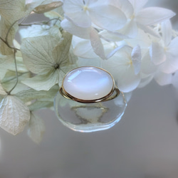 【受注制作】大粒　ホワイトムーンストーン　リング（真鍮・silver） 4枚目の画像