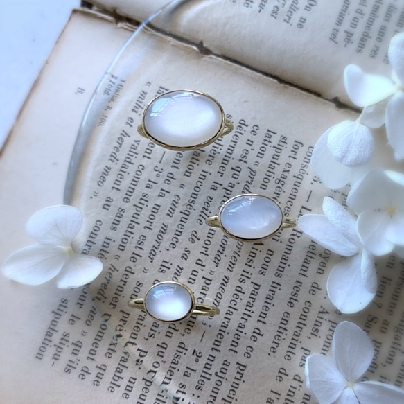 【受注制作】大粒　ホワイトムーンストーン　リング（真鍮・silver） 8枚目の画像