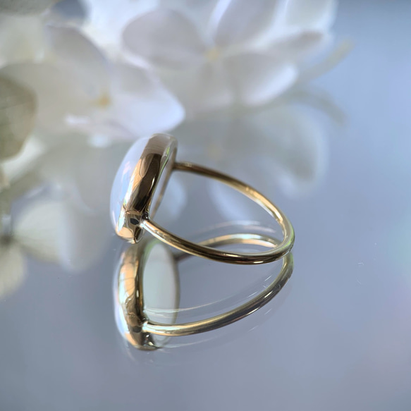 【受注制作】大粒　ホワイトムーンストーン　リング（真鍮・silver） 2枚目の画像