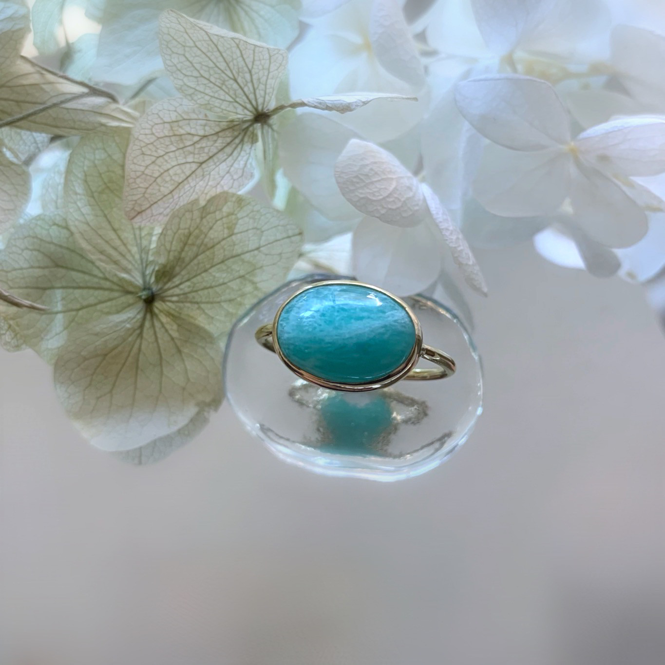 【受注制作】アマゾナイト　リング（真鍮・silver）