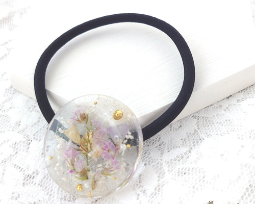 レジン ヘアゴム* クリア ドライフラワー HG4 ハンドメイド