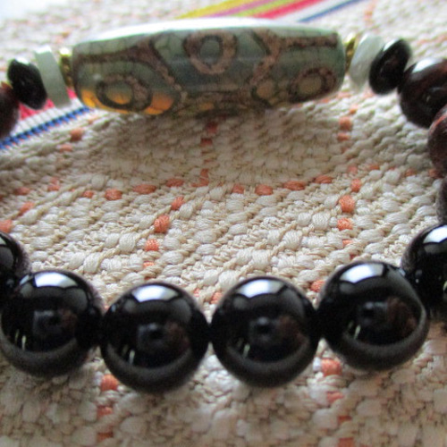 九字呪法： 亀甲九眼龍紋緑天珠ブレスレット ブレスレット 願い