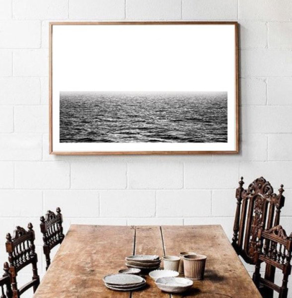 Sea Surface オーシャン モノトーン アート ポスター 2枚目の画像
