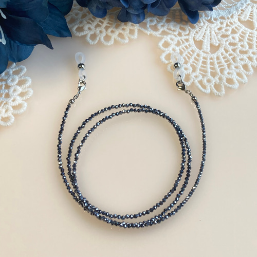 鑑定済 テラヘルツ鉱石2mm玉 メガネチェーン兼ネックレス ネックレス