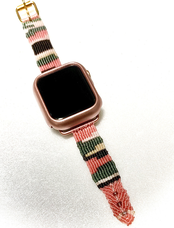 アップルウォッチ用  腕時計用 バンド 15ピンク系 マクラメ 4枚目の画像