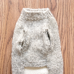 【price down＊サイズが合えばお買い得♪】胴回り30〜33センチ しろくまちゃんセーター 水色  手編み 犬服 3枚目の画像