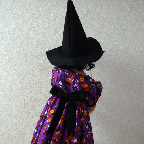 ハロウィン2022] 猫とおばけの魔女っこワンピース 子供服 B