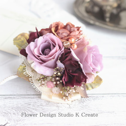 モーブピンクの薔薇とボルドーの紫陽花のヘアクリップ　発表会　結婚式　イベント　ロリータ 9枚目の画像
