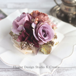 モーブピンクの薔薇とボルドーの紫陽花のヘアクリップ　発表会　結婚式　イベント　ロリータ 3枚目の画像