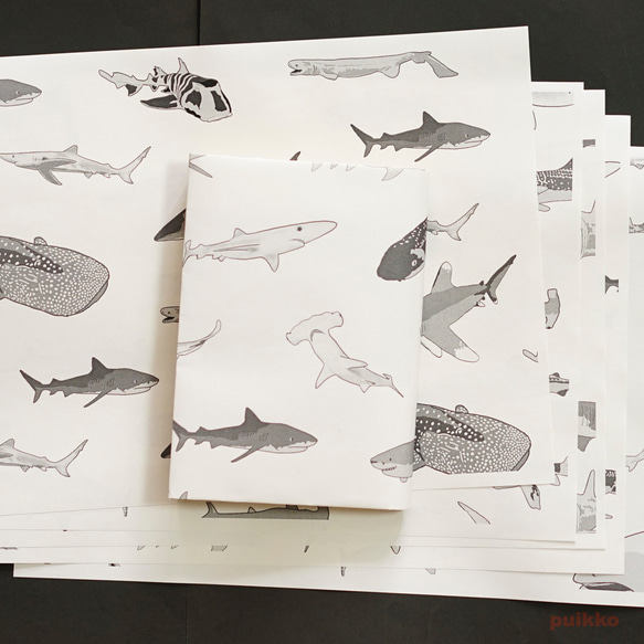 紙書封面鯊魚（單色）（5 件套） 第5張的照片