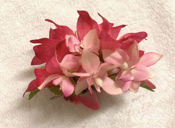 再販　ハワイアン髪飾り フラダンス  シンビジューム髪飾り(ピンク) ヘッドドレス 結婚式 浴衣 着物 3枚目の画像