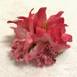 再販　ハワイアン髪飾り フラダンス  シンビジューム髪飾り(ピンク) ヘッドドレス 結婚式 浴衣 着物 1枚目の画像