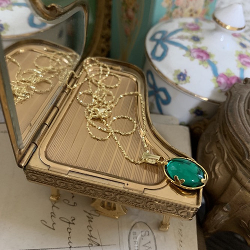 グリーンレイク エメラルド オールド ガラスストーン ネックレス