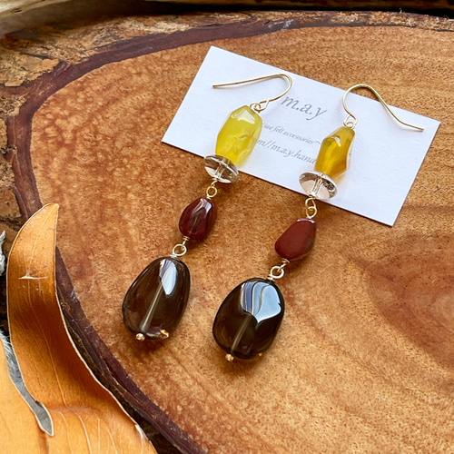 大人レトロな色合いの天然石mixピアス* ピアス（その他） m.a.y. 通販  