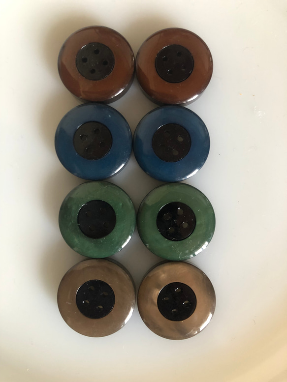 アンティーク ボタン 2個セット ビンテージ 昭和 レトロ 個性的 ハンドメイド素材 紺色　ネイビー　ポップ アクセ 3枚目の画像