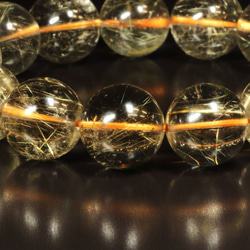 【透明度重視】１４ミリ 一点物 ゴールドルチル ブレスレット ６１ｇ ＧＫＲ３１ 作品動画あり 最強金針水晶のお守り効果 13枚目の画像