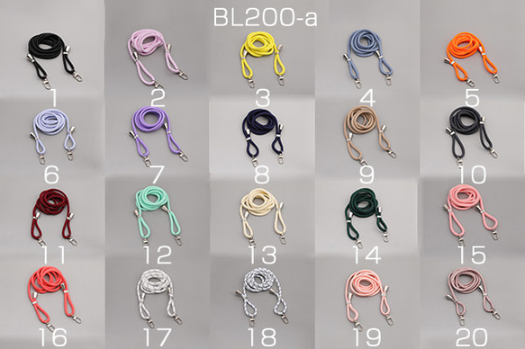 BL200-a-6  2個  スマホストラップコード 0.6×160cm 全112色 No.1-20   2X（1ヶ） 1枚目の画像