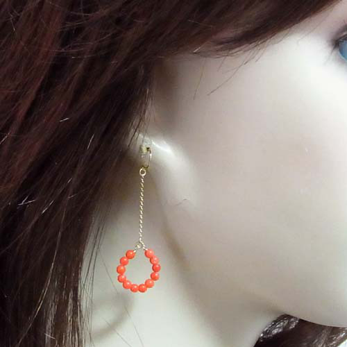 K18 天然 本赤珊瑚 ピアス ピアス（フック・チェーン） Rua 通販