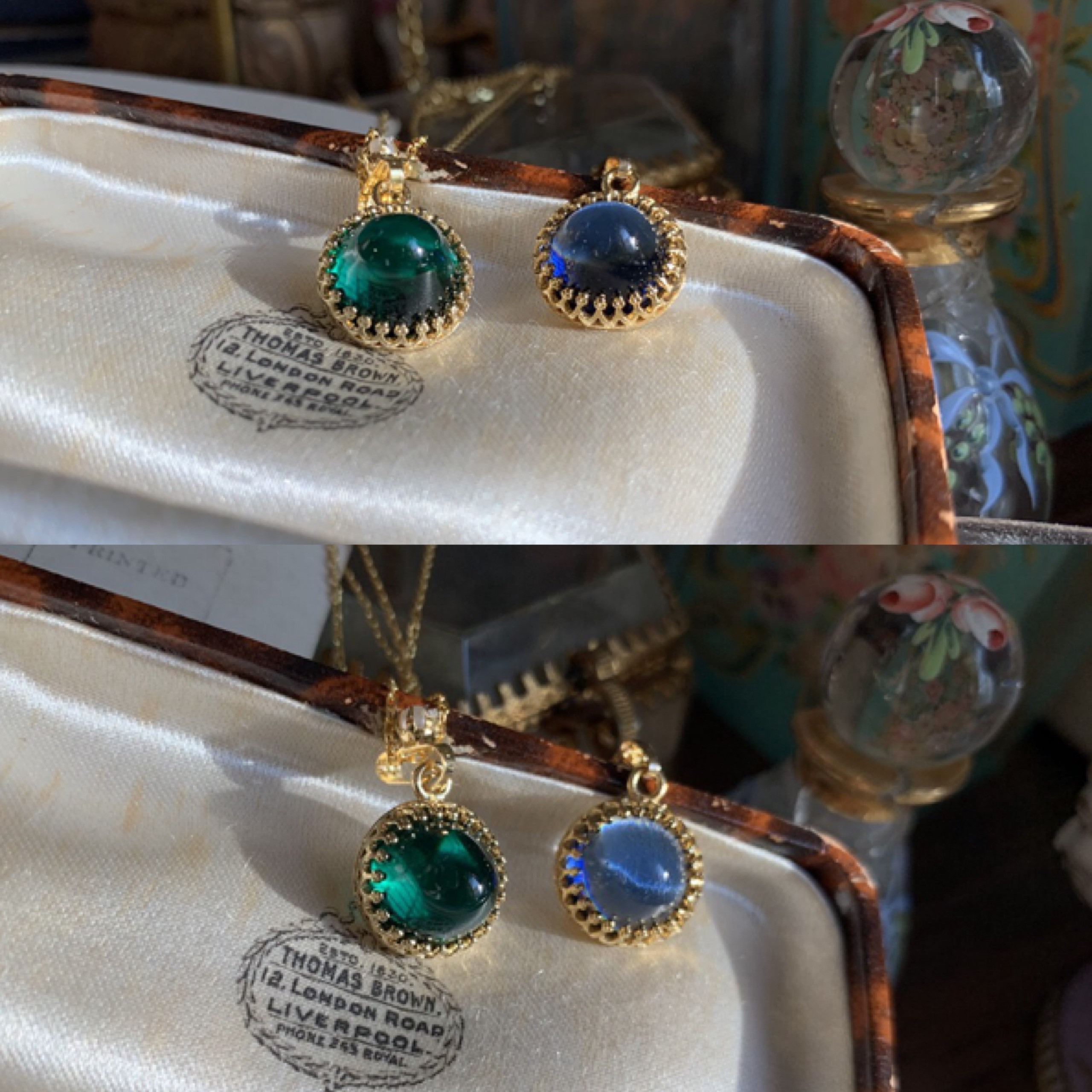 オアシス ウエスタン ヴィンテージ エメラルド グリーン キラキラ ガラスストーン ネックレス 緑