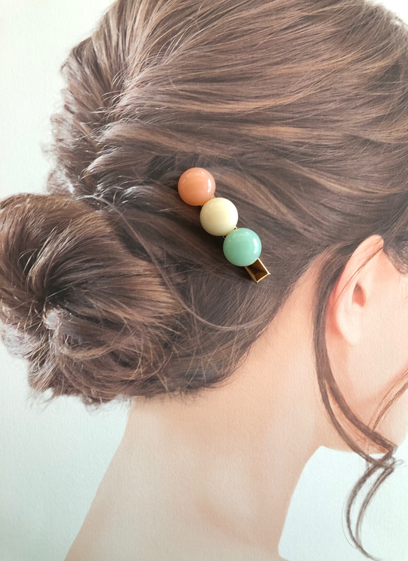 【三色団子】  髪留め ヘアクリップ  フェイクフード ミニチュアフード スイーツデコ 3枚目の画像