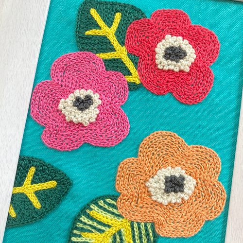 刺繍フレーム】アネモネ 刺繡額 インテリア枠 壁掛け ファブリック
